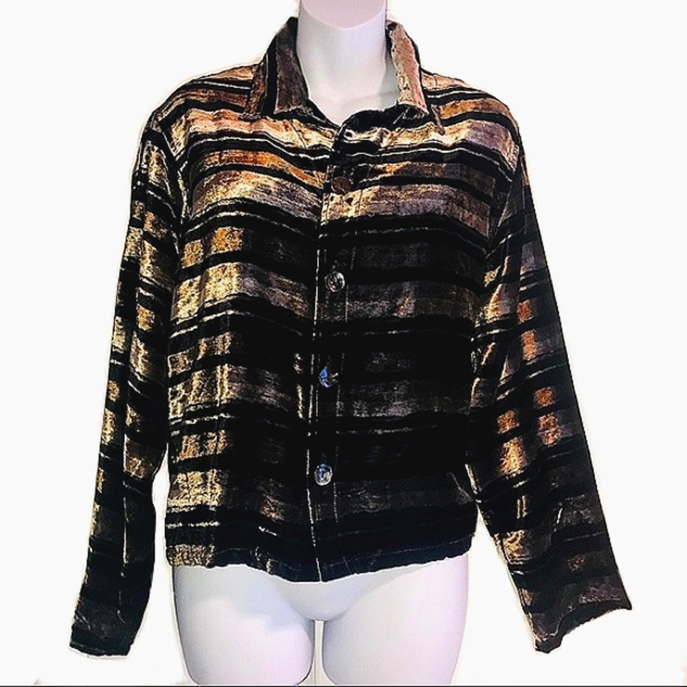 Chico’s VELOUR Wide Striped Shirt 1/ Medium